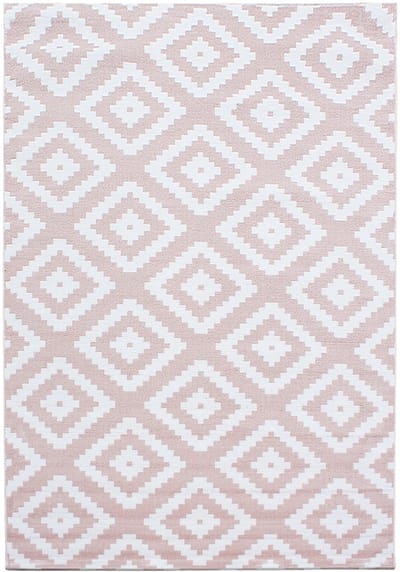Plus Vloerkleed – Pink – Ruitmotief – Laagpolig & Modern