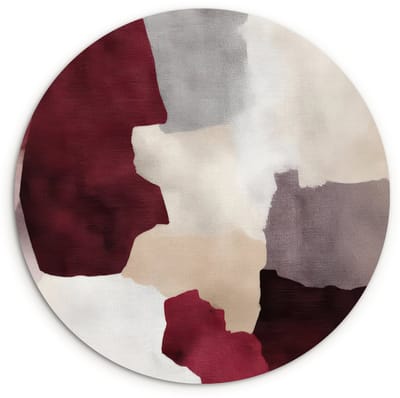 WallCircle® Wandcirkel 120x120 cm - Muurcirkel Abstract - Kleurbakken - Rood - Muurdecoratie woonkamer - Wanddecoratie slaapkamer - Kamer decoratie accessoires - Ronde schilderijen XXL