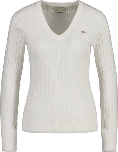 GANT Gebreide trui STRETCH COTTON CABLE V-NECK