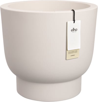 Elho Amber Grail 30 - Bloempot voor Binnen & Buiten - 100% Gerecycled Plastic - Ø 29.5 x H 28.3 cm - Linen white