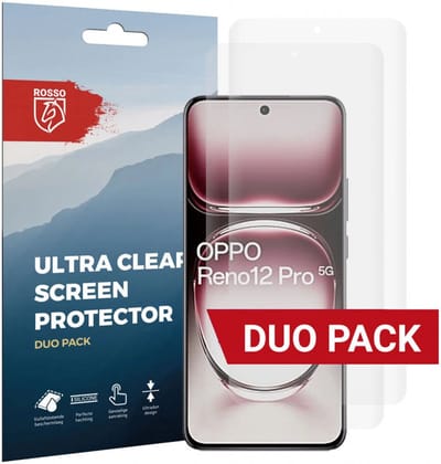 Rosso Screen Protector Geschikt voor Oppo Reno 12 Pro | Ultra Clear Duo Pack | TPU Folie | Case Friendly Beschermfolie | 2 Stuks