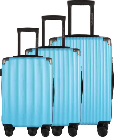 Dailyitravel - 3 delig harde robuuste kofferset ABS - TSA slot - Dubbele wielen - Blauw