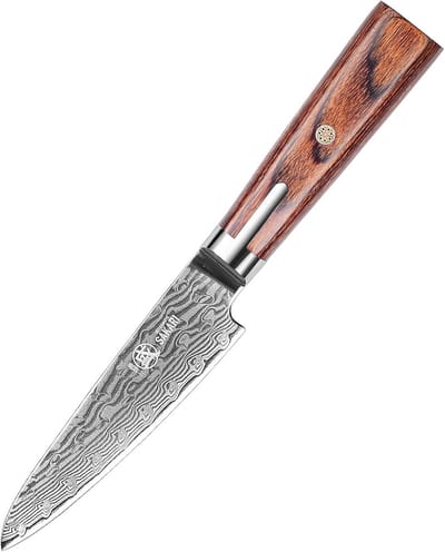 Handgesmeed Japanse Schilmes van 11 cm, S301 Damascus Staal, Perfect voor Fruit en Groenten, Precisie Snijden in de Keuken