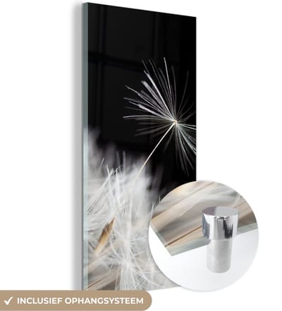 MuchoWow® Glasschilderij 20x40 cm - Schilderij acrylglas - Bloem - Paardenbloem - Plant - Foto op glas - Schilderijen