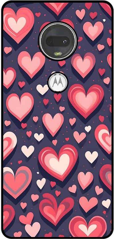 Smartphonica Telefoonhoesje Geschikt voor Motorola Moto G7 met Hartjes Opdruk - TPU Backcover Case With Heart Design geschikt voor Motorola Moto G7