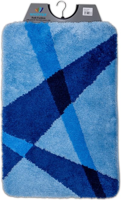 Wicotex - Badmat Blauw gestreept - Badmat - Antislip onderkant - Afmeting 60x90cm