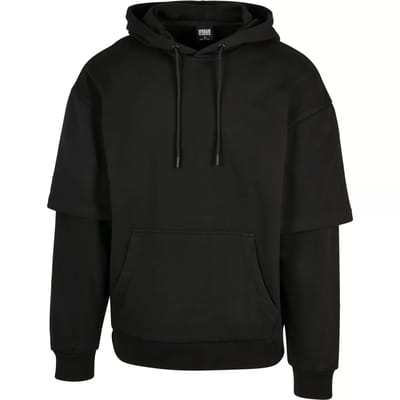 Urban Classics - Oversized Doublesleeve Hoodie/trui - M - Zwart