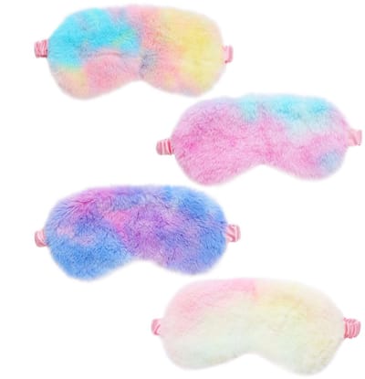 BRENZOOS- Oogmasker - 4 Stuks - Zacht Pluche - Effectieve Lichtblokkering - Reisaccessoire - Elastische Band - Comfortabel en Ademend - Slaapmasker
