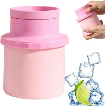 IJsballen Maker - Siliconen Ijsemmer - Drankjes Koelen - 2-in-1 Ontwerp - 10x10x13 cm - Roze