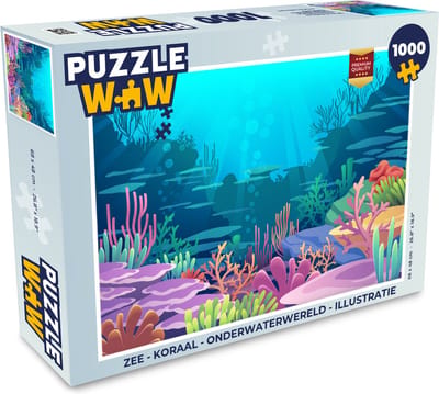 Puzzel Zee - Koraal - Onderwaterwereld - Illustratie - Legpuzzel - Puzzel 1000 stukjes volwassenen