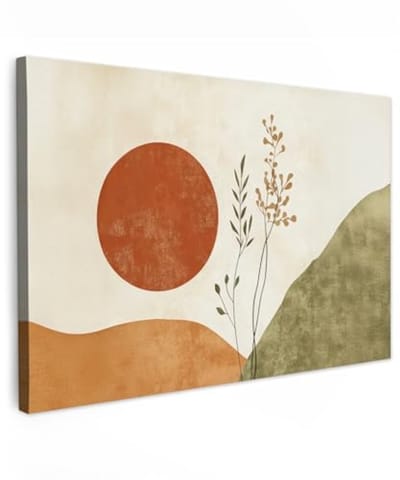 Canvas Schilderij 120x80 cm Zon Abstract Takken Oranje Muurdecoratie Woonkamer Slaapkamer