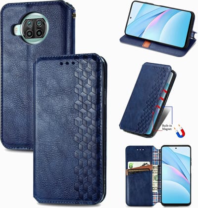 Luxe PU Lederen Ruitpatroon Wallet Case + PMMA Screenprotector voor Xiaomi Mi 10T Lite 5G _ Blauw