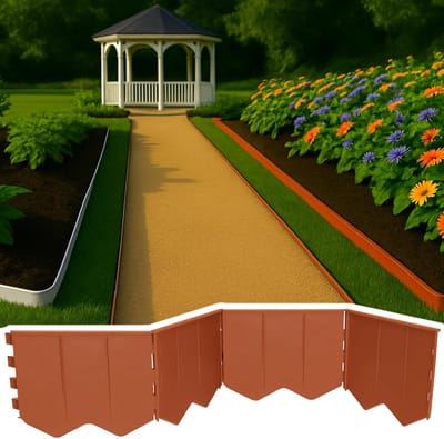 Gazonrand Kunststof - Bloembedranding Flexibel - Tuinranden Maken - Zonder Graven - 10.3 Meter - Lichtbruin