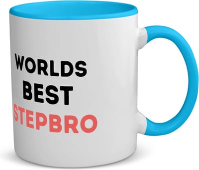 Akyol - worlds best stepbro koffiemok - theemok - blauw - Broer - de beste stiefbroer - verjaardagscadeau - verjaardag - cadeau - cadeautje voor broer - broer artikelen - kado - geschenk - gift - 350 ML inhoud