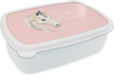 Broodtrommel Wit - Lunchbox - Brooddoos - Spreuken - Life is better with a horse - Quotes - Paarden - 18x12x6 cm - Volwassenen