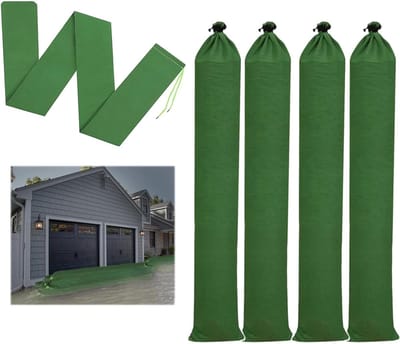 Set van 4 Waterdichte Zandzakken voor Overstromingen, Lange Canvas Zandzakken voor Garages, Deuren en Ramen, Ideaal voor Waterbarrières en Bescherming tegen Waterschade