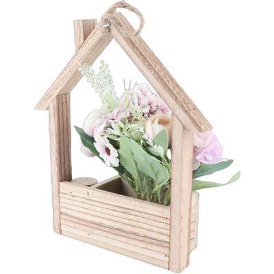 Hangmand Kunstbloemen Unieke Wanddecoratie Plantenbak Bloemenmand met Kunstbloemen voor Huis Woonkamer F paars