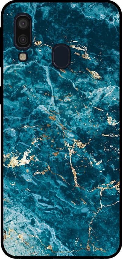 Smartphonica Telefoonhoesje voor Samsung Galaxy A40 met marmer opdruk - TPU backcover case marble design - Blauw geschikt voor Samsung Galaxy A40