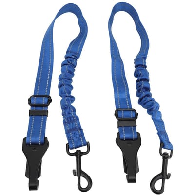 2 Stuks Hond Autogordel Verstelbare Lengte Nylon Anti Ontsnapping Huisdier Autostoel Gordel Tuigje voor Klein Middelgroot blauw