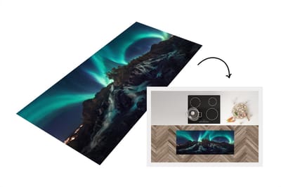 Keukenloper - Loper keuken - Noorderlicht - Rotsen - Scandinavië - 120x50 cm - Keukenloper vinyl