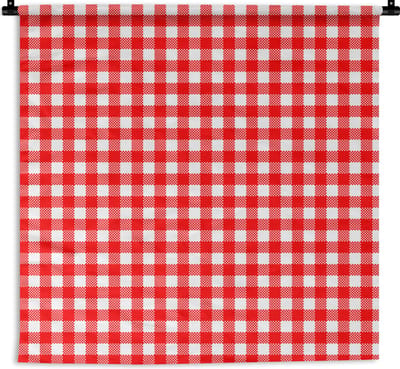 Wandkleed - Wanddoek - Rood - Rustiek - Patronen - 90x90 cm - Wandtapijt