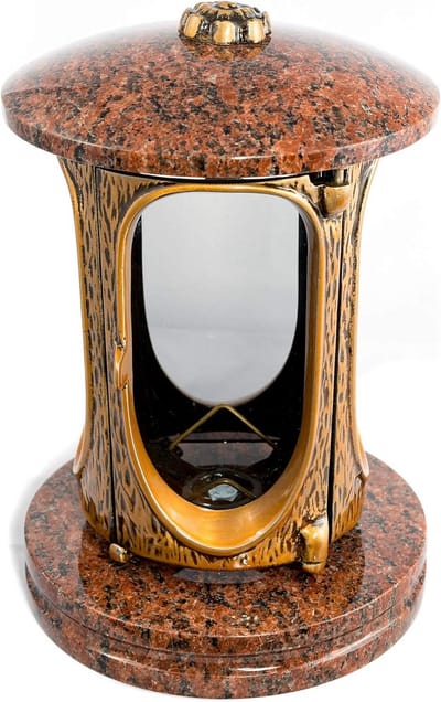 Graflantaarn met sokkel - Graflicht graniet - Herinnering tonen - Vorstbestendig weerbestendig - 23 cm hoog - Brons
