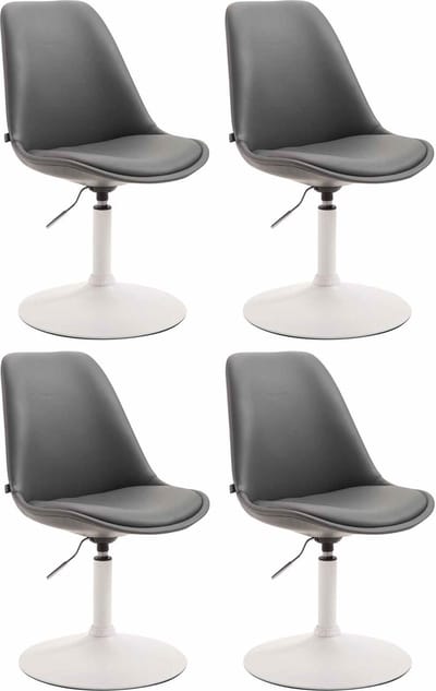 CLP Maverick Set van 4 Eetkamerstoelen - Kunstleer grijs wit