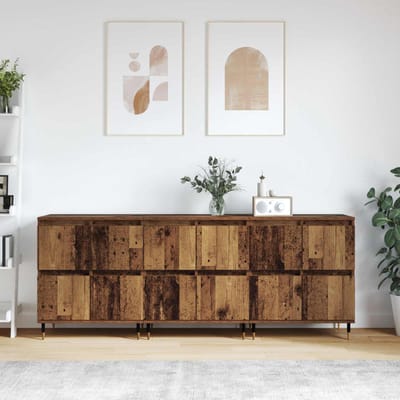 vidaXL - Opbergkast - 3 - st - Oudhout - 60 - x - 35 - x - 70 - cm