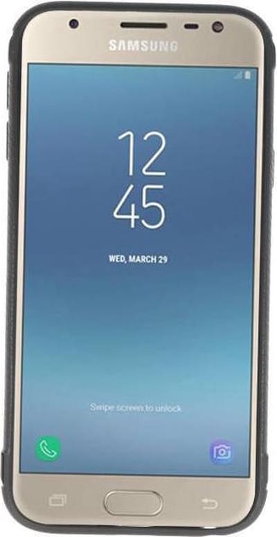 Pantser TPU Hoesje Ringhouder cases - Hoesje Geschikt voor Samsung Galaxy J3 2017 Zwart