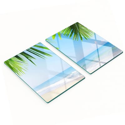 Glazen snijplanken voor in de keuken met tropische strandafbeeldingen, 2x40x52 cm
