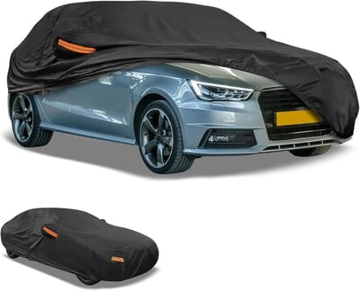 Dailygoods - 1 Stks Universele Auto Cover Waterdicht Alle Weer Automotive Outdoor Anti-UV Zon Regen Bescherming Volledige Buitenhoes 190T-PU Zwart Fit voor Sedan Lengte tot 177 inch