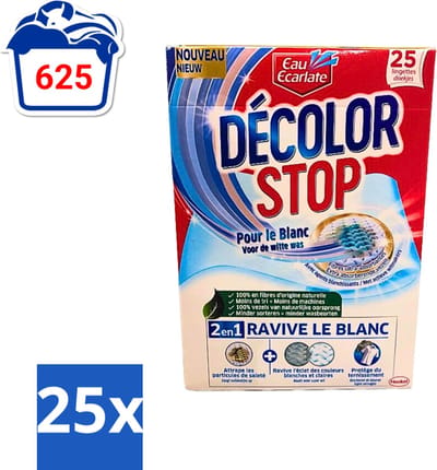25 x Eau Eclarate - Sublim Blanc - Ultra Witmakend - 25 doekjes - Wit Textiel Herstellen - Glans Herstellen - Verhelderende Doekjes - Witte Stoffen Beschermen - Doekjes Voor Wit Textiel