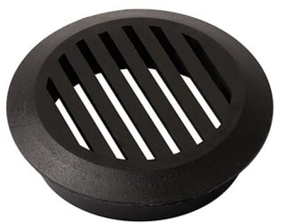 Ventilatierooster rond zwart – set van 10 zwarte ventilatieroosters - diameter 50 mm – kunststof – met afdekrand – voor kasten en meubels