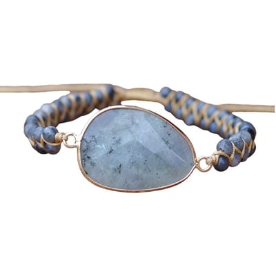 Marama - armband Cloudy Grey - edelsteen labradoriet - verstelbaar - vegan