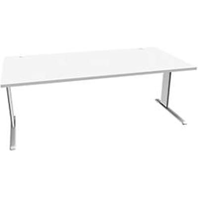 Schäfer Shop Pure Desk PLANOVA BASIC, rechthoekig, C-voet, B 2000 x D 1000 x H 717 mm, wit + kabelgoot