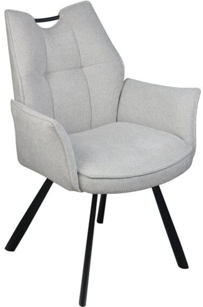 Eetkamerstoel Felien met armleuning Chenille - Beige - eetkamerstoelen set van 2