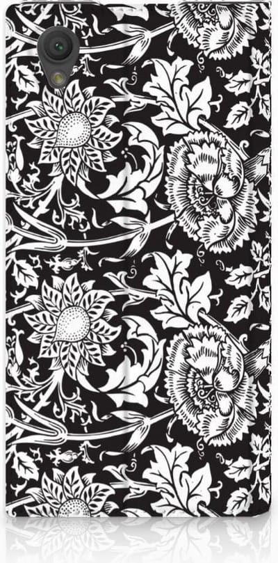 Standcase Hoesje voor Sony Xperia L1 Smart Cover Black Flowers