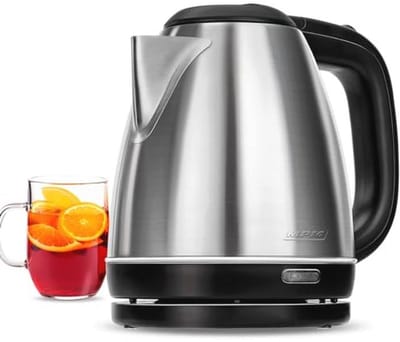 Elektrische Waterkoker 1 Liter RVS BPA-Vrij met Automatische Uitschakeling en Draadloze Voet