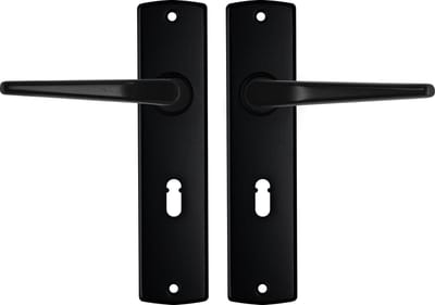 AXA Binnendeurbeslag set (Curve) Zwart: Kruk (model Duim) op schild SL55