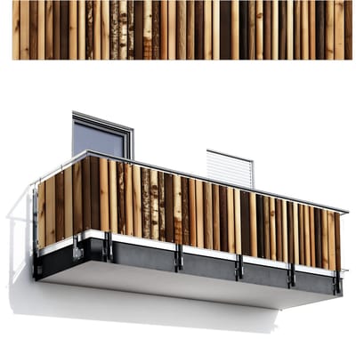 Balkonscherm 500x85 cm - Balkonposter Hout - Planken - Natuurlijk - Balkon scherm decoratie - Balkonschermen - Balkondoek zonnescherm