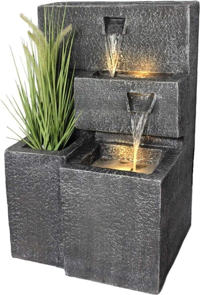 Thuys – Waterornamenten – Voor Buiten – Waterval – Waterfontein Tuin – 48 x 42 x 75cm – Antraciet
