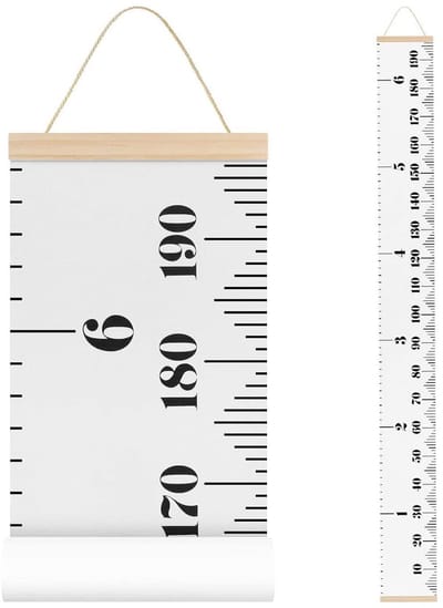 ZEYNOMAX- Groeimeter Kind - Hoogtemeetlineaal - Houten Groeimeter - Canvas Meetbalk - Kinderkamer Decoratie - 200 x 20 cm