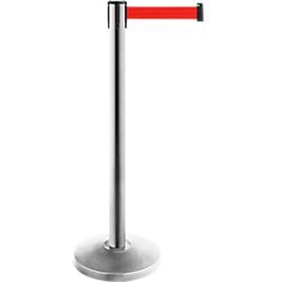 ALLROUNDLINE bandpaal, gemaakt van roestvrij staal, bandafmetingen L 3500 x B 50 mm, set van 2, rood