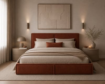 Gestoffeerd Bed 04 met Opbergruimte en Hoofdbord 160x200 cm - Oranje (Poso 40)