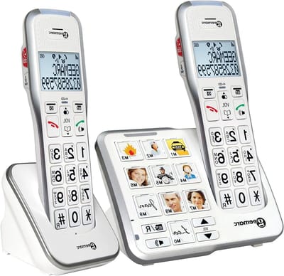 Draadloze Telefoon - Versterkte Telefoon Seniorentelefoon - Communicatie Thuis - Extra Luid Volume - 2 Stuks - Wit/Zilver