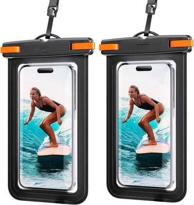 Famanu – Waterdichte telefoonhoes met clipband - droge tas voor smartphones tot 7,0 inch - geschikt voor zwemmen en outdoor activiteiten - veilig afsluitbaar - zwart