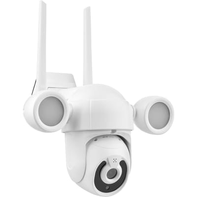 Caméra de surveillance sans fil 2K Smart Life, caméra WiFi intelligente d'extérieur 3.0MP IP65, étanche, nuit automatique EU Plug blanc
