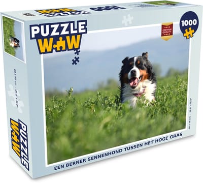 Puzzel Een Berner Sennenhond tussen het hoge gras - Legpuzzel - Puzzel 1000 stukjes volwassenen