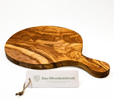 Olijfhouten Plank - Snijplank Serveerschaal - Kaas Brood - 100% Handgemaakt Natuurlijk - 30 cm Rond - Natuurlijk Hout