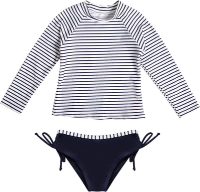 Badmode sport lange mouwen Navy strepen 92/98